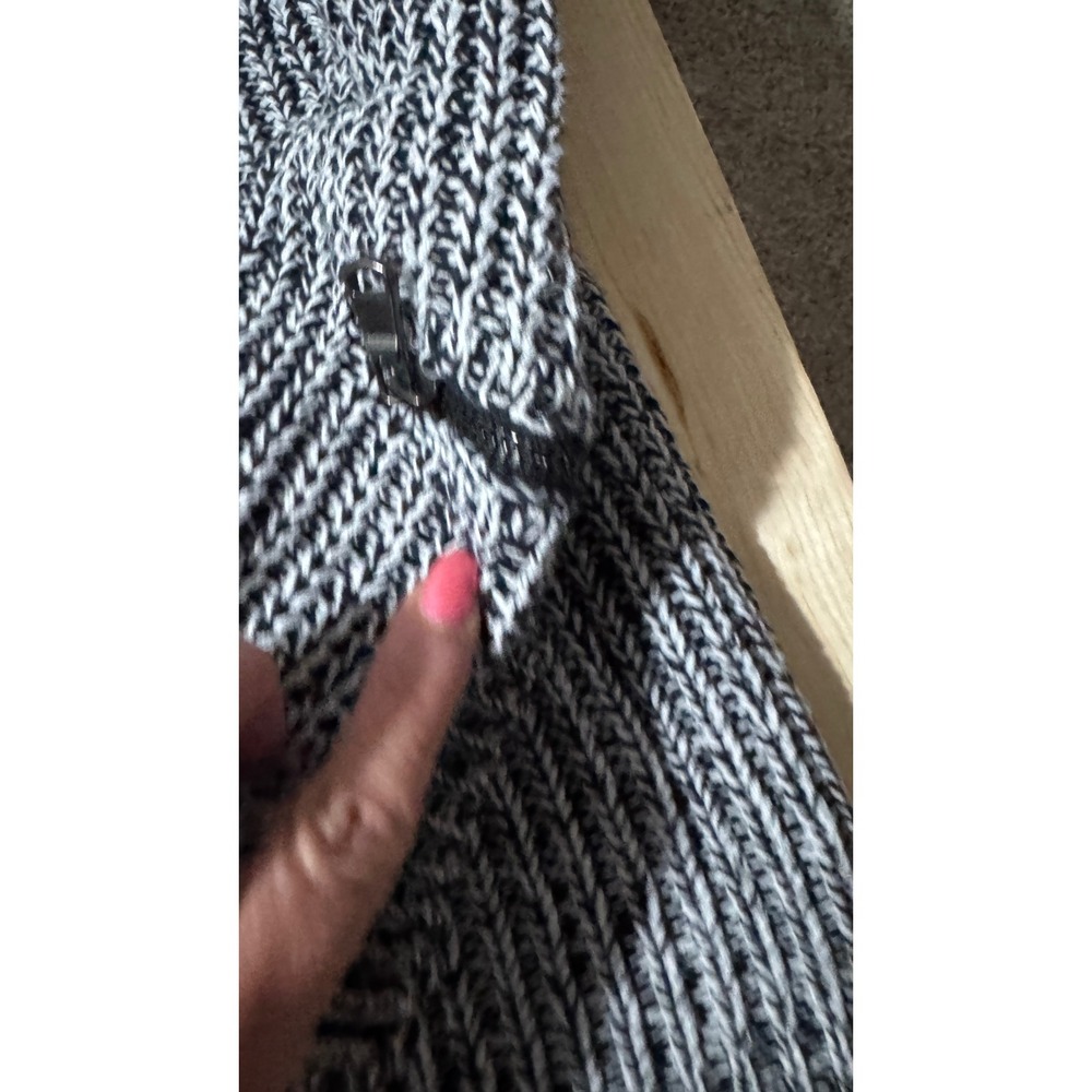 If It Were Me Womens Large Black White‎ Marled Chunky Knit Zipper Sleeve Sweater - Picture 4 of 7